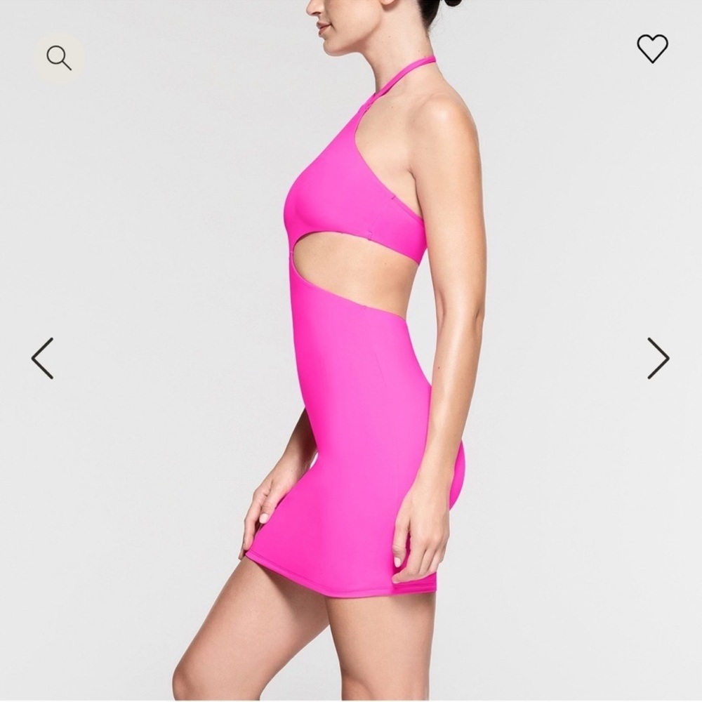 NWT Skims Fits Everybody Cut Out Halter Dress 3X Limited Edition Neon Pink Mini - Picture 3 of 7
